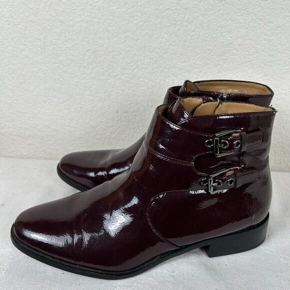 Franco Sarto Womens 9 M faux Patent leather ankle boots Y2K Preppy - Picture 2 of 9